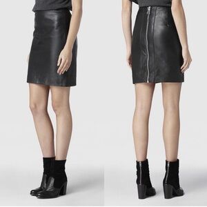 AllSaints Lucille Leather Skirt. Size US 8. 100% Lamb Leather Zipper Back Skirt.
